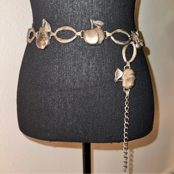 ESCADA Women’s Vintage Apple, Strawberry, Pear, Cherries Brushed Metal Belt - Picture 4 of 16